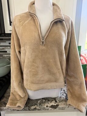 Hollister Tan Teddy Half-Zip Jacket